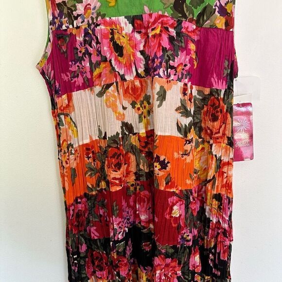 Sandy Starkman Women’s Plus Size Multicolor Floral Tiered Sleeveless Boho Full T - Picture 7 of 9